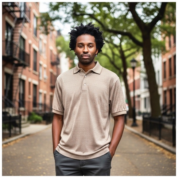 Nicklaus Men’s Classic Polo Shirt. Brown, Tan. Medium - Picture 1 of 8